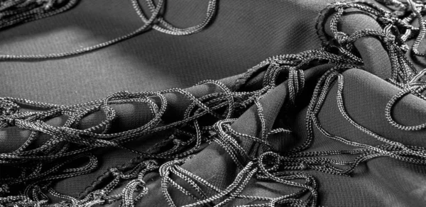 Struttura di sfondo di tessuto di seta. Questa è una sciarpa nera naturale — Foto Stock