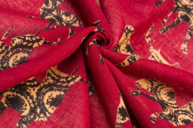 doku, arka plan, bir baskı ile kırmızı renk pamuklu kumaş 