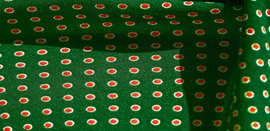 Doku arka plan, desen, kırmızı polka d ile yeşil ipek kumaş