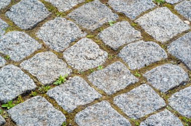 Granit kaldırım, yol, yol, kaldırım, geçit, kaldırım. bir çok 