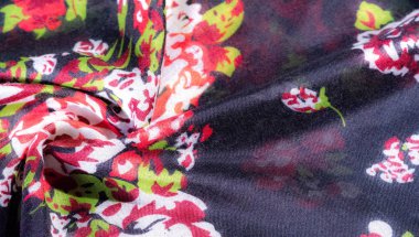 Doku arka plan, gül boyalı col ile koyu mavi ipek kumaş