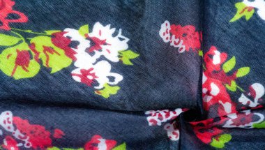 Doku arka plan, gül boyalı col ile koyu mavi ipek kumaş