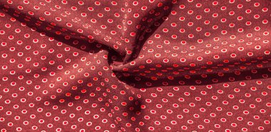Doku arka plan, desen, kırmızı polka noktaları ile kırmızı ipek kumaş