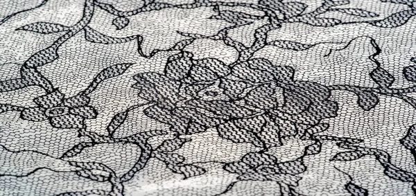 Texture, fond, motif. Tissu blanc soie avec motif dentelle — Photo