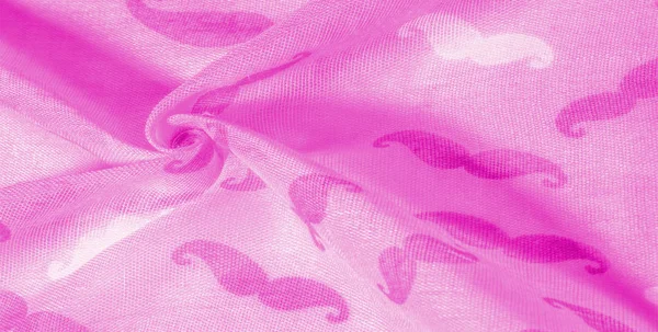 Texture sfondo, tessuto di seta rosa con cartone animato dipinto Mustac — Foto Stock