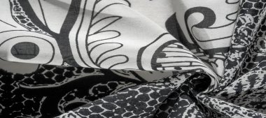 Arka plan dokusu. pamuk kadın eşarp siyah beyaz desen o