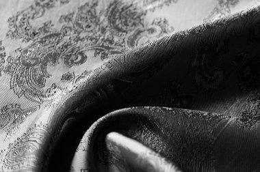 doku, arka plan, bir paisley patt ile siyah çelik gri kumaş