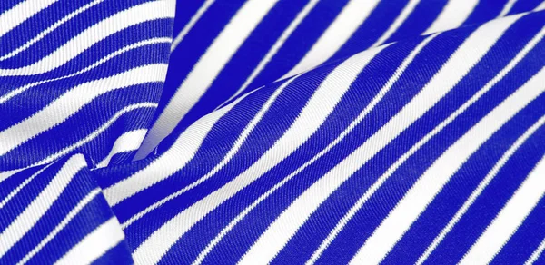 Silk striped fabric. blue white stripes. This beautiful, super s — Stock Photo, Image