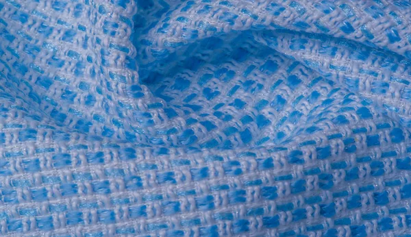 テクスチャ、ファブリック、パターン。青と白の糸の大きな織り, — ストック写真