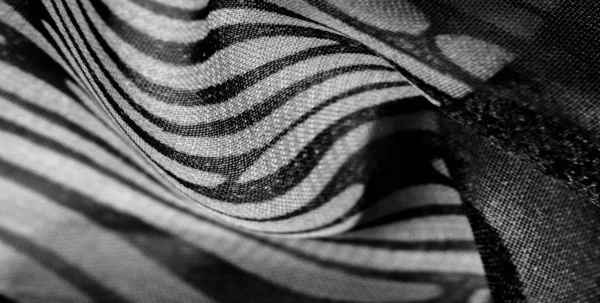 Texture, sfondo, modello, carta da parati. Tessuto di seta bianco nero — Foto Stock