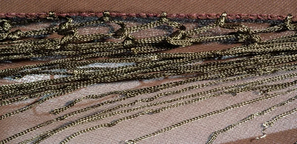 Struttura di sfondo di tessuto di seta. Questa è una sciarpa marrone naturale — Foto Stock