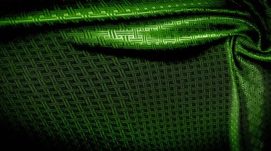 Küçük bir damalı patt ile arka plan doku yeşil ipek kumaş