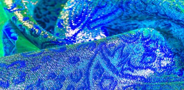 Doku arka planı, desen. mavi brokar kumaş. Organza brocad
