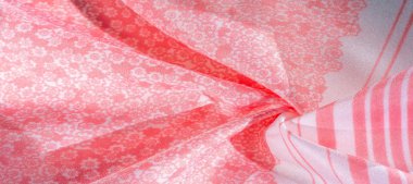 Doku, arka plan, desen, beyaz bir backgr üzerinde pembe ipek kumaş