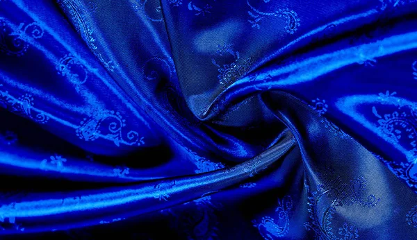 Texture, sfondo, motivo Tessuto chiffon di seta blu con un pai — Foto Stock