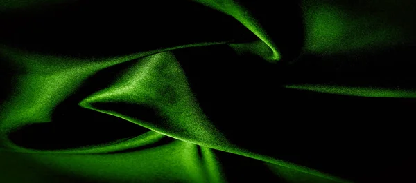 Textura, fondo, patrón. tela de seda verde foto panorámica . — Foto de Stock