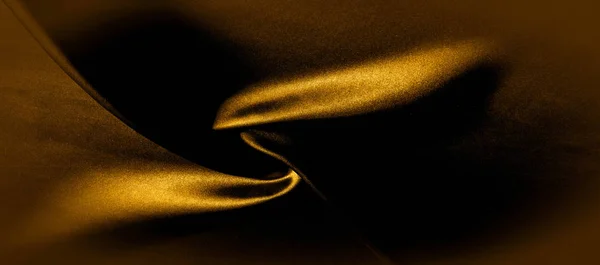Texture, fond, motif. Panorama tissu soie jaune doré — Photo