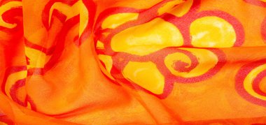 doku ipek, boyalı sarı çiçekler ile kumaş kırmızı arka plan 