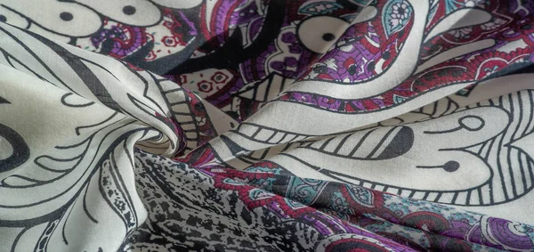 Hintergrund Textur. Baumwolle Frauen Schal schwarz und weiß Muster o — Stockfoto