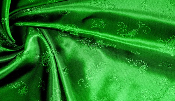 Texture, background, pattern Green silk chiffon fabric with a pa