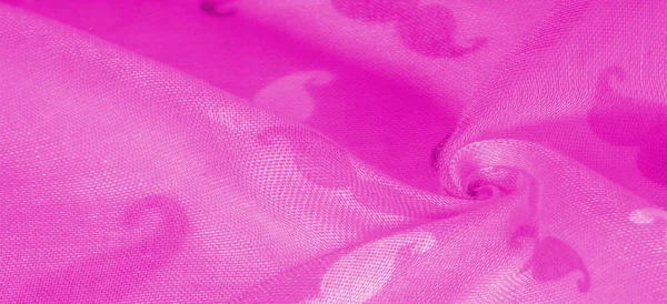 纹理背景，粉红色丝绸织物与彩绘卡通胡子 — 图库照片