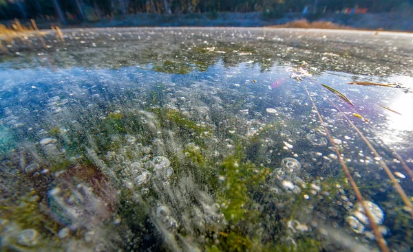 Hay Heladas Calle Hielo Río Burbujas Hielo Atrapadas Hielo Arquitectura —  Fotos de Stock