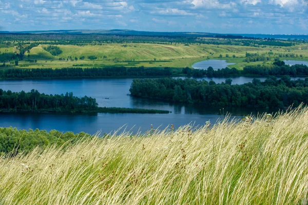 Summer Landscape River Large Natural Stream Water Flowing Channel Sea — Stock Photo, Image