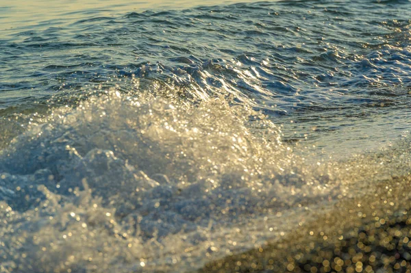 Profundidade Rasa Campo Vento Claro Ondas Vento Costeiro Fraco Local — Fotografia de Stock