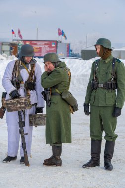 Kış manzarası, faşist işgalciler Naberezhnye Chelny Tatarstan Rusya ile Büyük Vatanseverlik Savaşı 'nın askeri operasyonlarının yeniden yapılandırılması. 16, 02, 2020