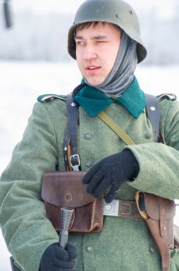 Kış manzarası, faşist işgalciler Naberezhnye Chelny Tatarstan Rusya ile Büyük Vatanseverlik Savaşı 'nın askeri operasyonlarının yeniden yapılandırılması. 16, 02, 2020