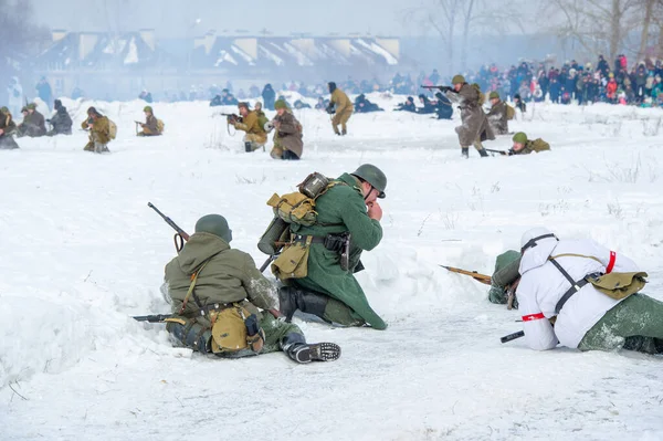 Paysage Hivernal Reconstruction Des Opérations Militaires Grande Guerre Patriotique Avec — Photo