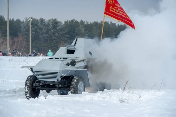 Paisaje Invernal Reconstrucción Las Operaciones Militares Gran Guerra Patria Con —  Fotos de Stock