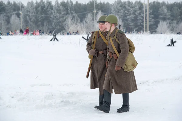 Winterlandschap Wederopbouw Van Militaire Operaties Van Grote Patriottische Oorlog Met — Stockfoto