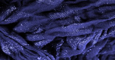 Doku. Koyu mavi kumaş. Noel kadınsı kraliyet partisi için dekoratif bir altyapı. Şatafatlı, deri desenli duvar kağıdı desenli. Doğum günü davetiyeleri için arka plan. Açık pastel renk