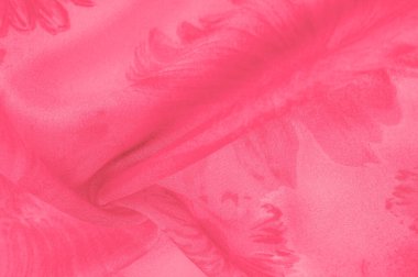 Arka plan dokusu, kırmızı ipek kumaş boyalı çayır çiçekleri, kumaş, tipik dokuma ya da örgü iplikleriyle üretilen kumaş.