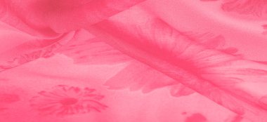 Arka plan dokusu, kırmızı ipek kumaş boyalı çayır çiçekleri, kumaş, tipik dokuma ya da örgü iplikleriyle üretilen kumaş.