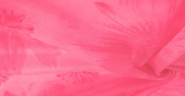 Arka plan dokusu, kırmızı ipek kumaş boyalı çayır çiçekleri, kumaş, tipik dokuma ya da örgü iplikleriyle üretilen kumaş.