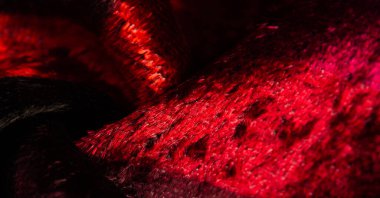 Doku, arkaplan, desen, tasarım, kırmızı sarı kadife kumaş, yoğun ipek kumaş, pamuk veya naylon bir tarafı kalın kısa.