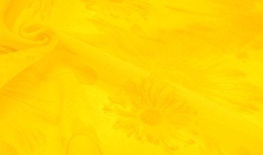 Arkaplan dokusu, sarı ipek kumaş boyalı çayır çiçekleri, spektrumda yeşil ve turuncu arasında renkler, ana çıkarıcı renk, olgun limon ya da yumurta sarısı gibi boyanmış..