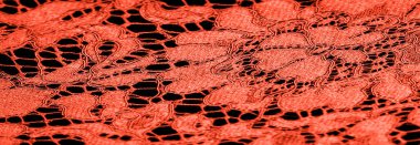 Doku, arkaplan, desen, kırmızı dantel kumaş, kabartmalı dantel kumaş, her iki kenarda da istiridye. Projeleriniz için uygun, tasarım, vs..