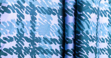 Arkaplan tasarımı dokusu, mavi ipek kumaş, soyutlama, telif hakkı baskısı, askeri kamuflaj yün kumaşı, tasarımların askeri bir kumaş olmanı sağlayacak.,