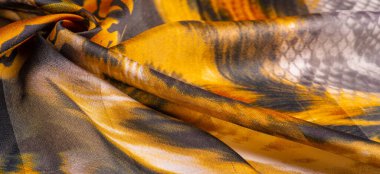 Doku, arkaplan, desen, ipek kumaş, Afrika temalı baskı, vahşi bir hayvanın teni.