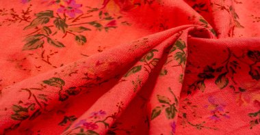 Doku, arkaplan, desen, çiçek desenli pembe pamuk kumaş