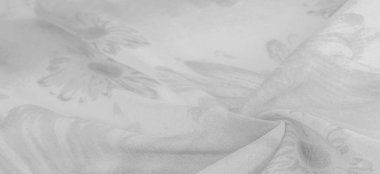 Arkaplan dokusu, beyaz ipek kumaş boyalı çayır çiçekleri