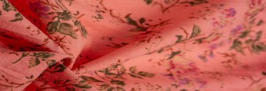 Doku, arkaplan, desen, çiçek desenli pembe pamuk kumaş