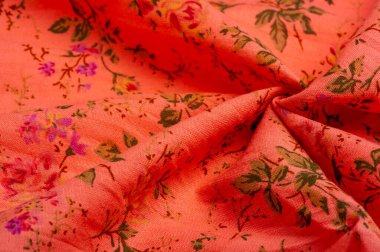 Doku, arkaplan, desen, çiçek desenli pembe pamuk kumaş