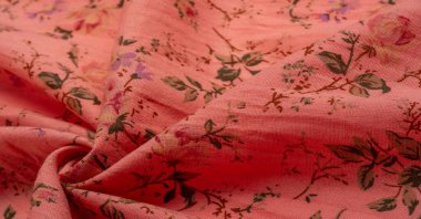 Doku, arkaplan, desen, çiçek desenli pembe pamuk kumaş