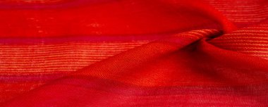 Doku, arkaplan, desen, tasarım, sarı çizgili kumaş kırmızı-turuncu, projeleriniz için bu kalın ve parlak kumaş. Çok çeşitli renklerde pek çok yumuşak ovayla