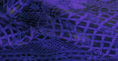 Doku, arka plan, desen. Safir mavi dantel kumaş, mavi ve siyah kumaşın karışımı. Lacivert, safir, gök mavisi, homo.