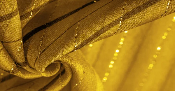 Design Achtergrond Textuur Gele Amber Stof Met Lurex Strepen Perfect — Stockfoto